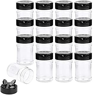 Yesland 16 Pcs Plastic Spice Jars/Bottles, 5 Oz PET Spice Containers BPA free with Black Cap, Perfect for Storing Spice, Herbs and Powders