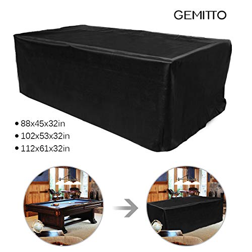 GEMITTO 7/8/9 ft Pool Table Cover, Waterproof Billiard Cover Polyester Fabric for Snooker Billiard Table (102x53x32in)