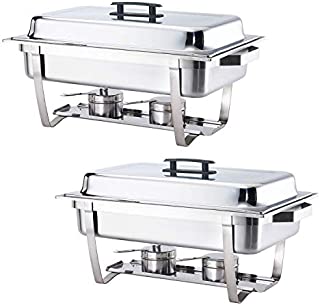 ALPHA LIVING 70012 2 Pack 8QT Chafing Dish High Grade Stainless Steel Chafer Complete Set, One Pack, white