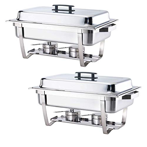 ALPHA LIVING 70012 2 Pack 8QT Chafing Dish High Grade Stainless Steel Chafer Complete Set, One Pack, white