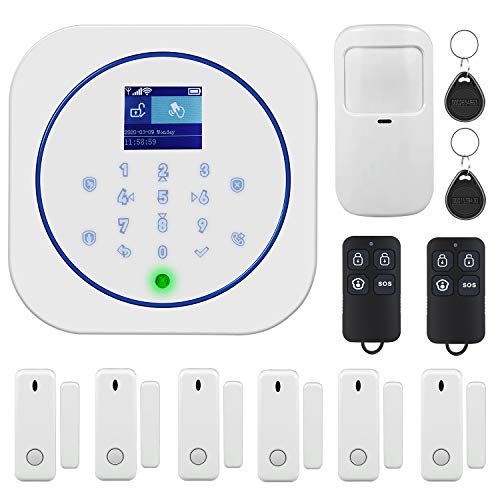 App Controlled Smart Home Security System 2.4G WiFi GSM 2G Burglar Alarm DIY Wireless Kit No Month Fee for House Office Apartment Business with Door Window Sensor Motion Detector- Alexa Compatible