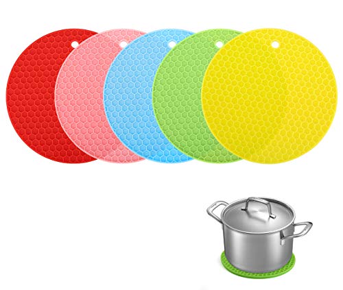 Housolution Silicone Trivet Mat for Hot Pots and Pans, 5PCS Non-slip Heat Resistant Trivet Hot Pads Pot Holder Drying Mat for Kitchen Table Countertop - Multi Colors