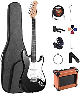 ADM Electric Guitar Beginner Kit 39 Inch Full Size Guitar Package with Amplifier, Bag, Strap, String, Tuner, Cable and Picks (Black)