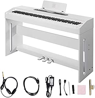 Digital Piano,Les Ailes de la Voix 88 Key Electric Piano Home Piano Electric Keyboard for Beginner Adults with 3 Pedal Board,Music Stand,Power Adapter, Headphone,Instruction Book White