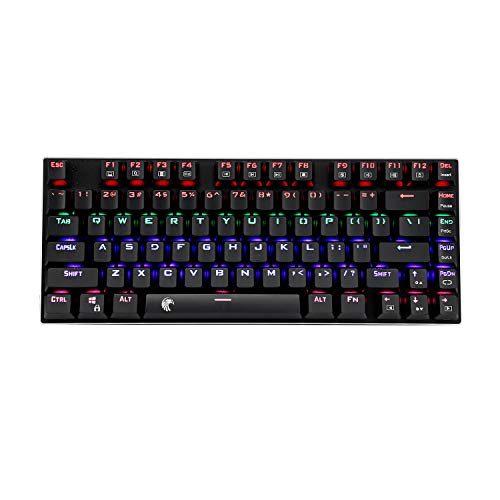 60% Mechanical Gaming Keyboard, E-Element Z88 with Blue Switches, Rainbow LED Backlit, Water Resistant, Compact 81 Keys Anti-Ghost, Black