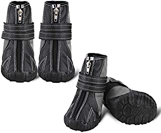 Only Pet Dog Shoes Running Hiking Boots - Large Dog Snow Booties Protective Best Paw Boots for Outdoor Running/Hunting, Waterproof Marital Rubber Rugged Anti-Slip Sole with Zipper(Gray, L 3.3