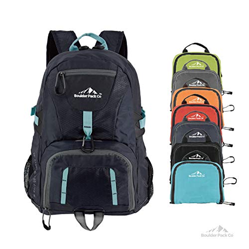 Boulder Pack Co Lightweight Foldable Travel & Hiking Backpack Daypack Bag - Fits Laptop