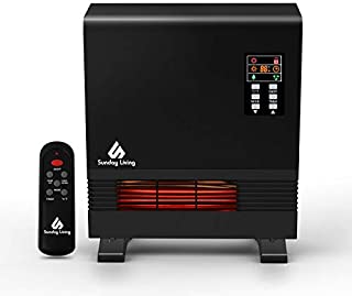 Sunday Living 1500W Space Heater, Electric Infrared Heater, Freestanding/Wall Mount, Room Heater with Thermostat, 12-H Time, Remote Control, Quick Heat Wall Heater for Bathroom, Bedroom, IPH-01S