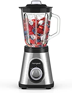 Homgeek Blender 750W, Smoothie Blender for Shakes and Smoothies, Countertop Smoothie Maker with 51 oz BPA-Free Glass Pitcher for Crushing Ice and Frozen Fruit