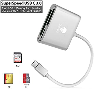 USB C Card Reader,Stouchi USB C to Compact Flash CF Card Reader 3 in 1 USB 3.1Type C 5 Gbps Data Transfer to SD/TF Micro SD/CF Support SanDisk for MacBook Pro, ChromeBook Pixel, Lexar and More