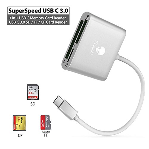 USB C Card Reader,Stouchi USB C to Compact Flash CF Card Reader 3 in 1 USB 3.1Type C 5 Gbps Data Transfer to SD/TF Micro SD/CF Support SanDisk for MacBook Pro, ChromeBook Pixel, Lexar and More