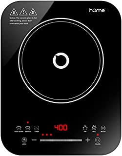 hOmeLabs Portable Induction Cooktop - Powerful Single Burner Electric Countertop Stove with Smooth Glass Surface - Features 10 Heating Levels, 6 Cook Modes, Touch Controls and Child Safety Lock