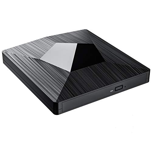 Blu Ray Drive, TOPELEK 4K CD/DVD/BD Burner/Writer with USB3.0 and Type-C, 3D 6X Blu-Ray Disc Playback, Trendy Design & Super-Fast Transmission for Windows, Mac OS Laptop, PC, Computer