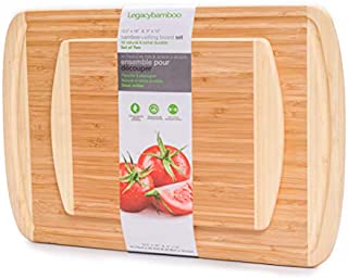 Extra Large Bamboo Cutting Boards For Kitchen Set Of 2 - 18'' x 12'' x 0.7'' & 12'' x 9'' x 0.7'' -Organic Wood Chopping Board, Large Bamboo Cutting Board And Cheese Board