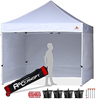 ABCCANOPY Canopy Tent 10x10 Pop Up Canopy Tent Commercial Instant Shade Tent with Upgrade Roller Bag (White Canopy with Walls)