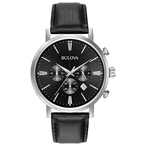 Bulova Mens Quartz Watch with Leather Strap, 20 (Model: 96B262)