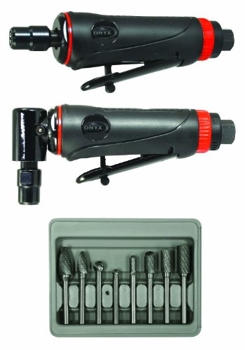 Astro Pneumatic Tool 219 ONYX 3pc Die Grinder Kit w/ 90° Die Grinder, Die Grinder & 8pc Double Cut Carbide Rotary Burr Set