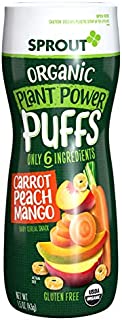 Sprout Organic Quinoa Puffs Baby Snacks, Carrot Mango, 1.5 Ounce Canister (Pack of 1) (Packaging May Vary)