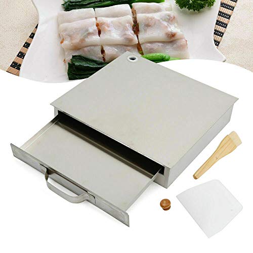 1/3/5 Layer Rice Noodle Roll Steamer Cooker -Kitchen Food Steaming Machine,430 Stainless Steel Steamed Vermicelli Roll Steamer,Hong Kong Chee Cheung Fun Chinese Changfen (Single layer)