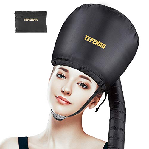 TEPENAR Bonnet Hair Dryer Attachment, Upgraded Soft Adjustable Large Hair Drying Bonnet for Hand Held hair Dryer, Easy To Use For Natural Curly Textured Hair Care and Speeds Up Drying Time at Home