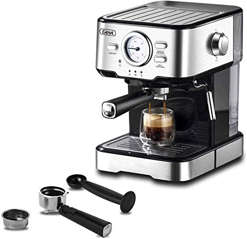 Espresso Machines 15 Bar Cappuccino Machine with Adjustment Milk Frother for Espresso, Latte and Mocha, 1.5L Removable Water Tank and Double Temperature Control System, Black, 1100W