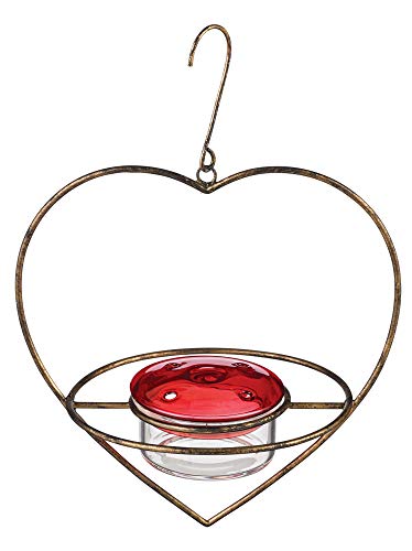 Grasslands Road 465824 Heart Hanging Hummingbird Feeder, 7-inch x 5 3/4-inch x 6 1/2-inch, Glass