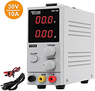 TUFFIOM DC Power Supply Variable 0-10A/0-30V| Portable Adjustable Switching Regulated, 3 Digit LCD Display & Alligator Leads US Power Cord, for Lab/Electronic Repair/DIY/Aging Test, 110V/ 220V