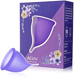 Menstrual Cup Reusable Period Cup with Long Stem Ideal for Beginner Size (Purple, Large)