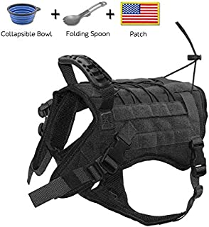 EJG Tactical Dog Harness Vest, with Molle System & Velcro Area, No Pulling Design, Comfy Mesh Padding, for Service Dogs, Military Training Hunting Hiking, for Medium Large Dogs (Medium, Black)