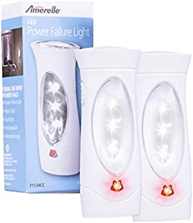 Amerelle Emergency Lights For Home by Amertac, 2 Pack  Emergency Preparedness Power Failure Light and Flashlight, Automatically Lights When the Power Fails  Portable, Rechargeable  71134CC