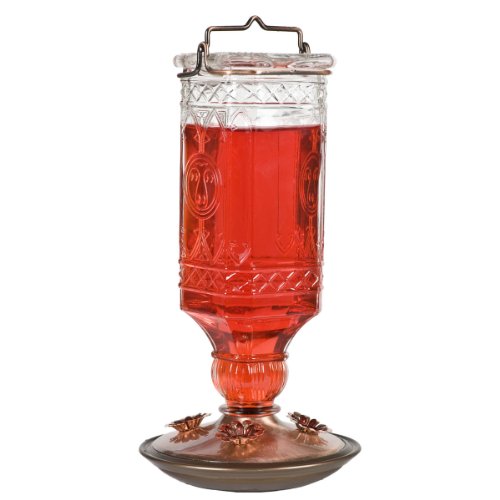 Perky-Pet 8118-2 Glass Antique Bottle Hummingbird Feeder, Clear