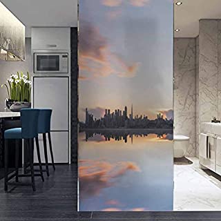 ViLJe Privacy Window Film Frosted Glass Film, Skyline of San Francisco at Sunset, Peel and Stick Removable Window Sticker for Home Décor W23.6 x L78.7 Inch