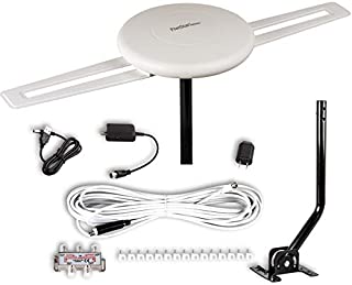 Five Star [Newest 2020] HDTV Antenna - 360° Omnidirectional Amplified Outdoor TV Antenna up to 150 Miles Indoor/Outdoor,RV,Attic 4K 1080P UHF VHF Supports 4TVs Installation Kit & Mounting Pole