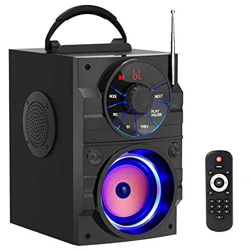 Wireless Bluetooth Speakers Professional Subwoofer Rich Bass Portable Bluetooth Speaker with Light Speakers FM Radio MP3 Player for Phone Computer Indoor Outdoor Party PC