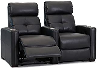 Octane Seating Cloud XS850 Home Theatre Chairs - Black Bonded Leather - Manual Recline - Straight Row of 2 Seats - Space Saving Design