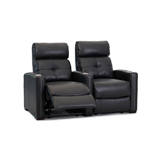 Octane Seating Cloud XS850 Home Theatre Chairs - Black Bonded Leather - Manual Recline - Straight Row of 2 Seats - Space Saving Design