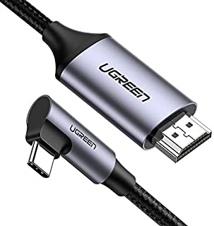 UGREEN USB C to HDMI Cable Right Angle 4K USB Type C HDMI Adapter Cable Thunderbolt 3 Compatible for MacBook Pro,Samsung Note 9 S10 S9 S8 Plus, Lenovo Yoga 900, Google Chromebook Pixel Aluminum 6FT