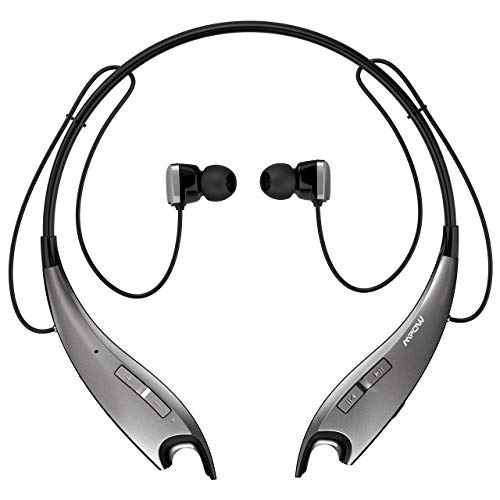 Mpow Jaws Gen-3 Bluetooth Headphones, Wireless Neckband Headphones 13H Playtime, Bluetooth Headset W/Call Vibrate Alert & CVC 6.0 Noise Cancelling Mic, Bluetooth Earbuds Magnetic, Light Gray