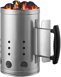 Charcoal Chimney Starter BBQ Grill Lighter Barbecue Fire Starter Grilling for BBQ Charcoal Grill Briquette Coal Fire Starter Chimney for Grills Outdoor Cooking Charcoal Can Accessories