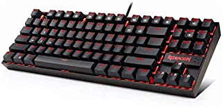 Redragon K552 Mechanical Gaming Keyboard 87 Keys 60% Small TKL Mechanical Computer Keyboard KUMARA USB Wired Cherry MX Blue Equivalent Switches for Windows PC Gamers (Black RED LED Backlit)