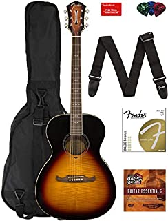 Fender FA-235E Concert Acoustic-Electric Guitar - Natural Bundle with Gig Bag, Strap, Strings, Picks, Fender Play Online Lessons, and Austin Bazaar Instructional DVD