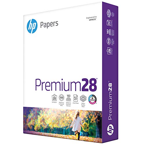 HP Printer Paper 8.5x11 Premium 28 lb 1 Ream 500 Sheets 100 Bright Made in USA FSC Certified Copy Paper HP Compatible 205200R