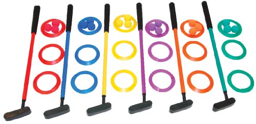 Champion Sports Mini Golf Clubs: Multi Colored Putt Putt Miniature Golfing Set for Kids - 6 Putters 18 Holes & 18 Balls