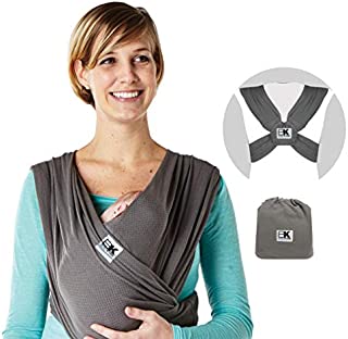 Baby K'tan Breeze Baby Wrap Carrier, Infant and Child Sling - Simple Pre-Wrapped Holder for Babywearing - No Tying or Rings - Carry Newborn up to 35 lbs, Charcoal, XX-Small (W Dress up to 0)