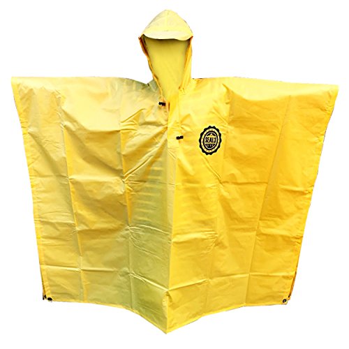 SEAL3 Rain Poncho - Waterproof, Hooded, Heavy Duty PVC Raincoat-Gear. All Outdoor Multi-Use- Hunting, Backpack, Survival, Emergency, Military or Stadium. Adult Men-Women-Kids in Bright Yellow.