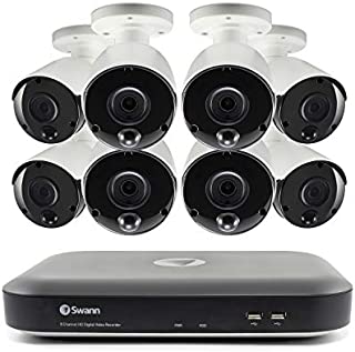 Swann Home Security Camera System, 4K Ultra HD, 8 Channel 8 Bullet Cameras, Indoor/Outdoor Wired Surveillance CCTV DVR, Color Night Vision, PIR Thermal / Motion Sensor, w/ 2TB Hard Drive, SWDVK-855808