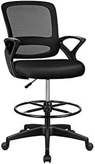 Tuoze Drafting Chair Tall Office Chair for Standing Desk Drafting Mesh Table Chair Adjustable Height with Lumbar Support Armrest Footrest