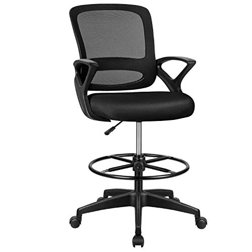 Tuoze Drafting Chair Tall Office Chair for Standing Desk Drafting Mesh Table Chair Adjustable Height with Lumbar Support Armrest Footrest