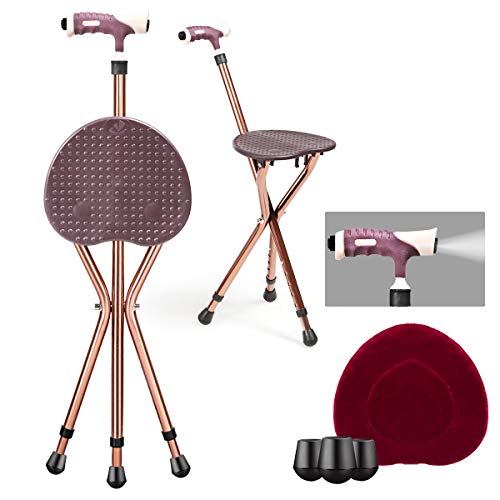 Goplus Adjustable Folding Cane Seat