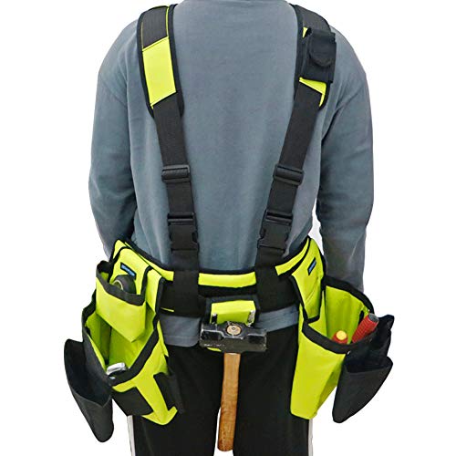 BHTOP Tool Belt Bag, Combo Apron Tool Bags and Suspenders, Professional Comfort Rig,Adjustable System Work Gear in Yellow